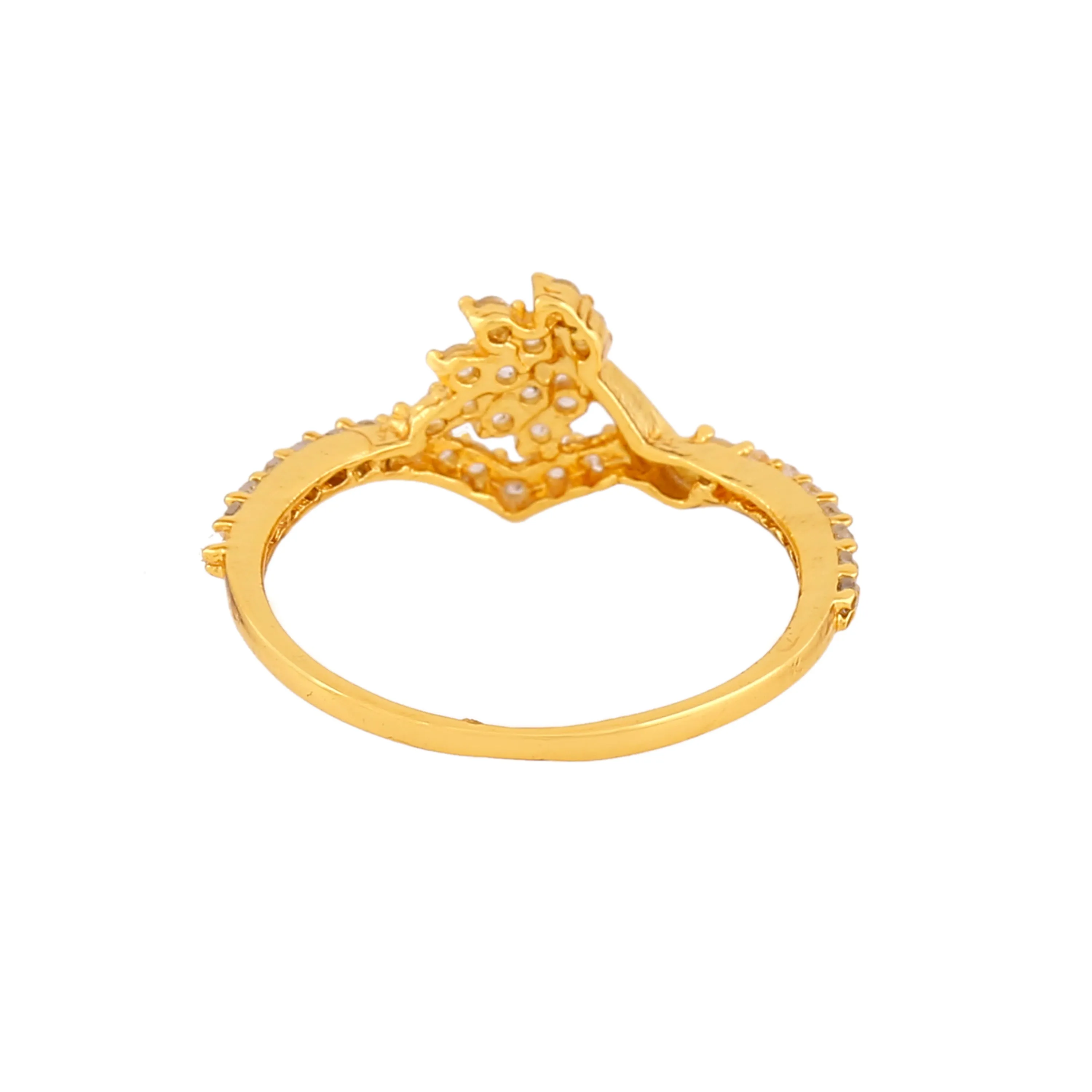 Estele Gold Plated CZ Striking Finger Ring for Women