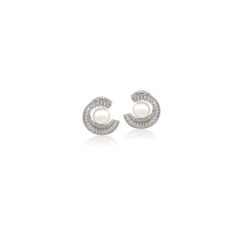 Freshwater Pearl & Cubic Zirconia Earrings