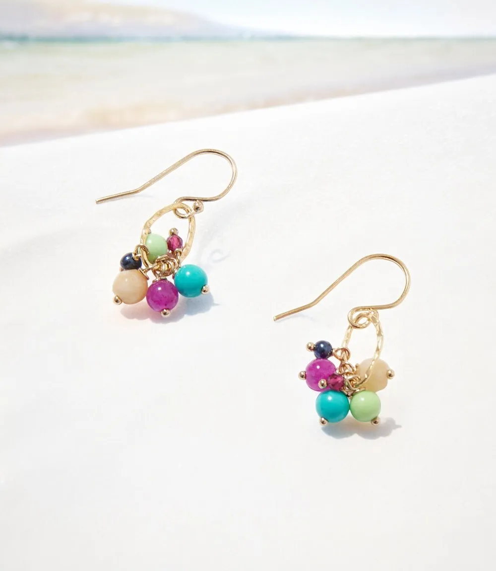 Gemstone Cluster Earrings