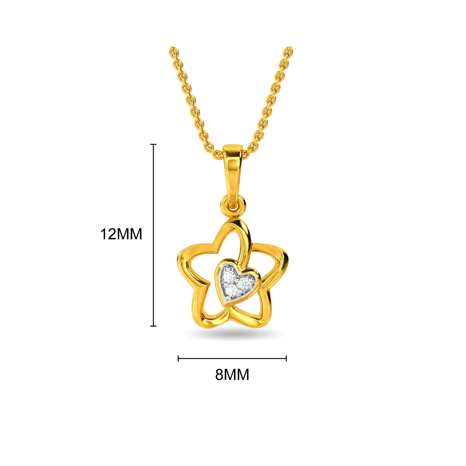 Heart In Flower Pendant Yellow 14KT SI