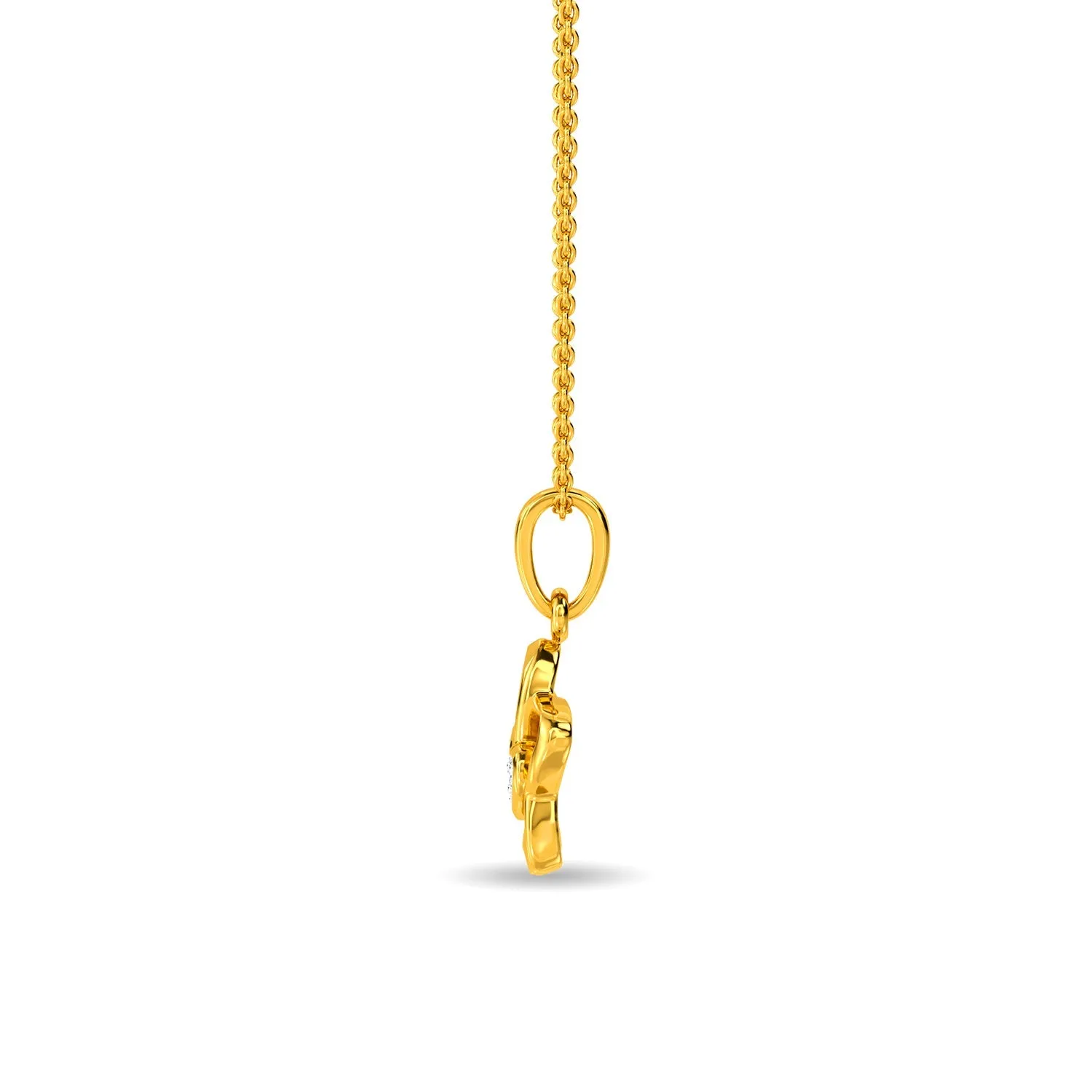 Heart In Flower Pendant Yellow 14KT SI