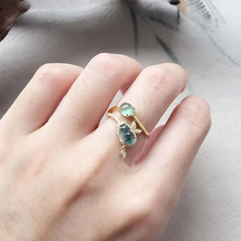 Inspired Design Hetian Jade Adjustable Ring