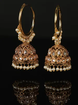 Ishin Gold Plated Pearl Chandbalis