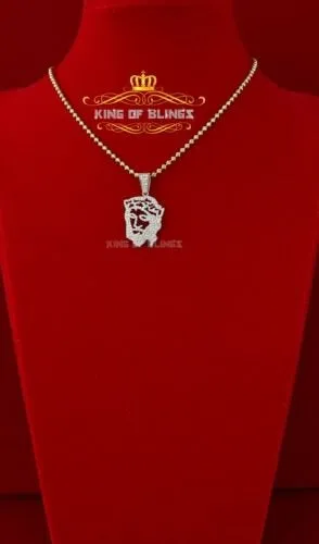 King Of Bling's King of Bling Jesus Face Sterling White Silver Pendant 0.90ct Cubic Zirconia