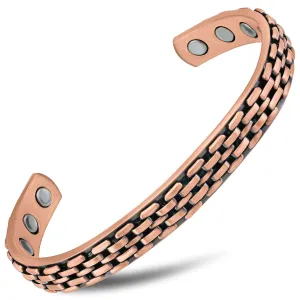 Link Chain Inlay Copper Cuff Magnetic Therapy Bracelet for Men & Women