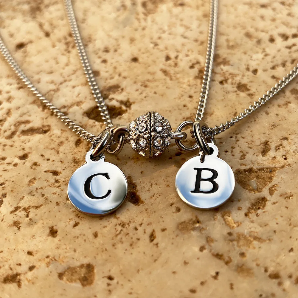 Magnetic Couple Necklaces with Custom Initial Letters