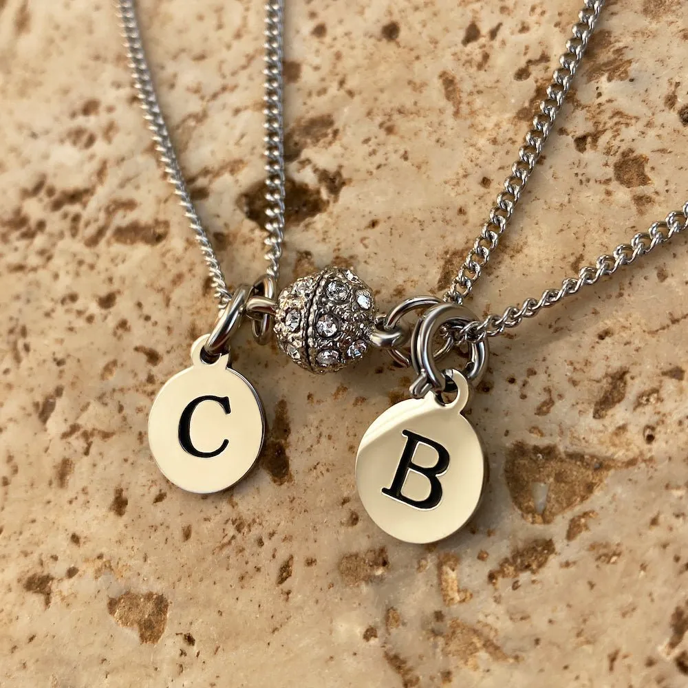 Magnetic Couple Necklaces with Custom Initial Letters