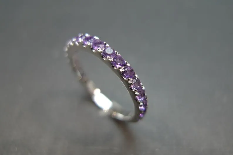 Natural Amethyst Ring in White Gold