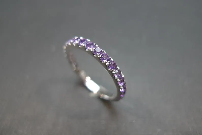 Natural Amethyst Ring in White Gold