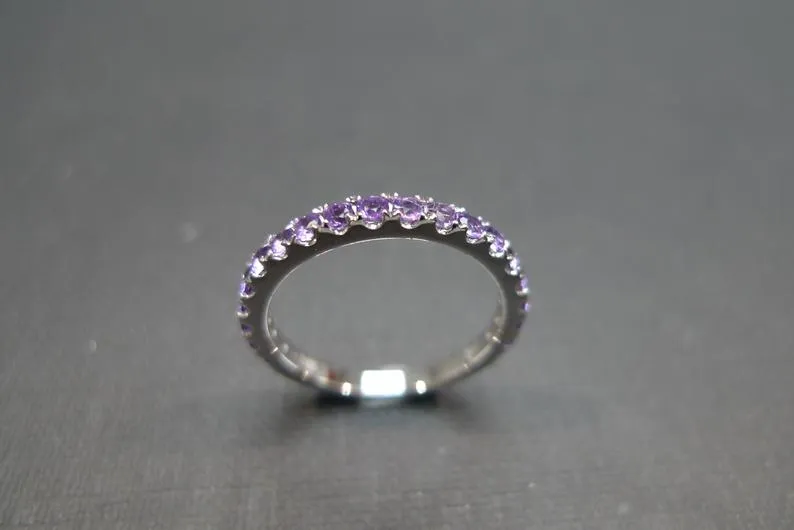 Natural Amethyst Ring in White Gold