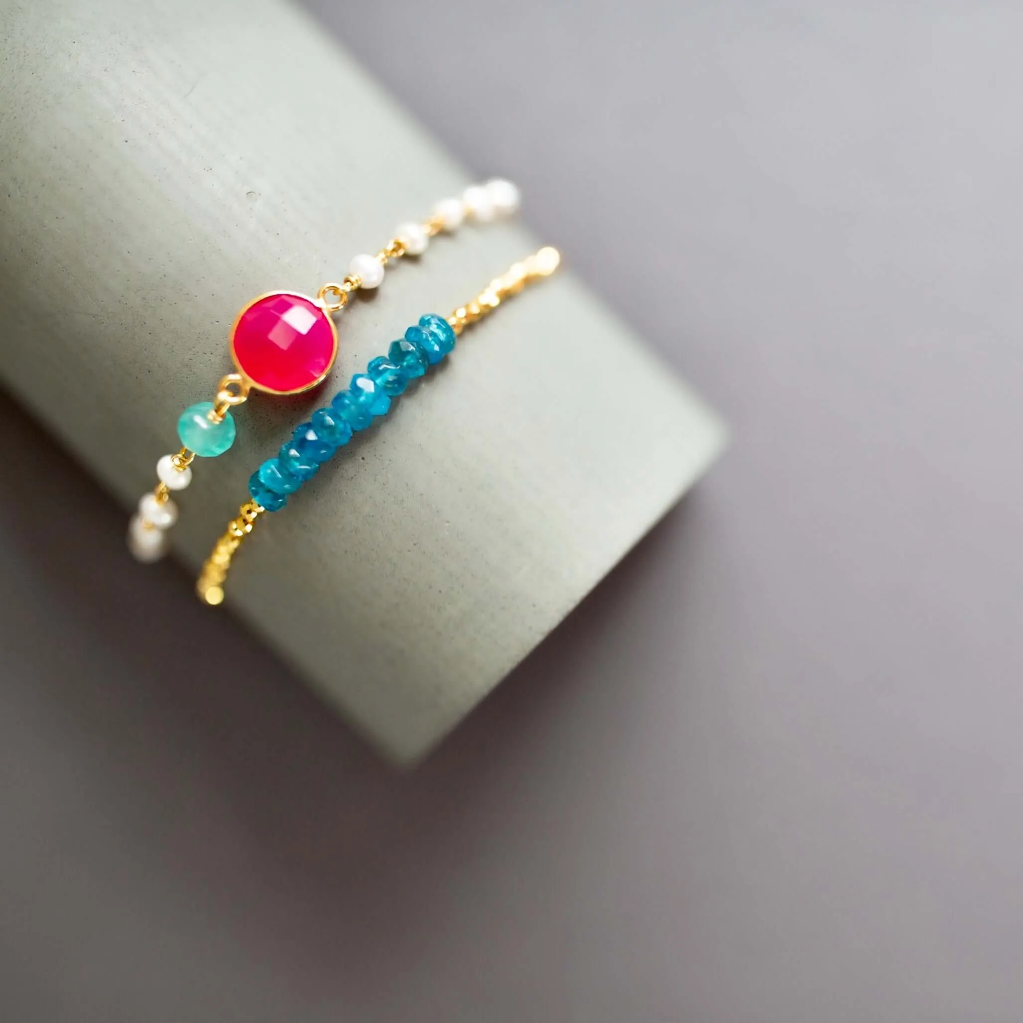 Neon Apatite Adjustable Stacking Bracelet