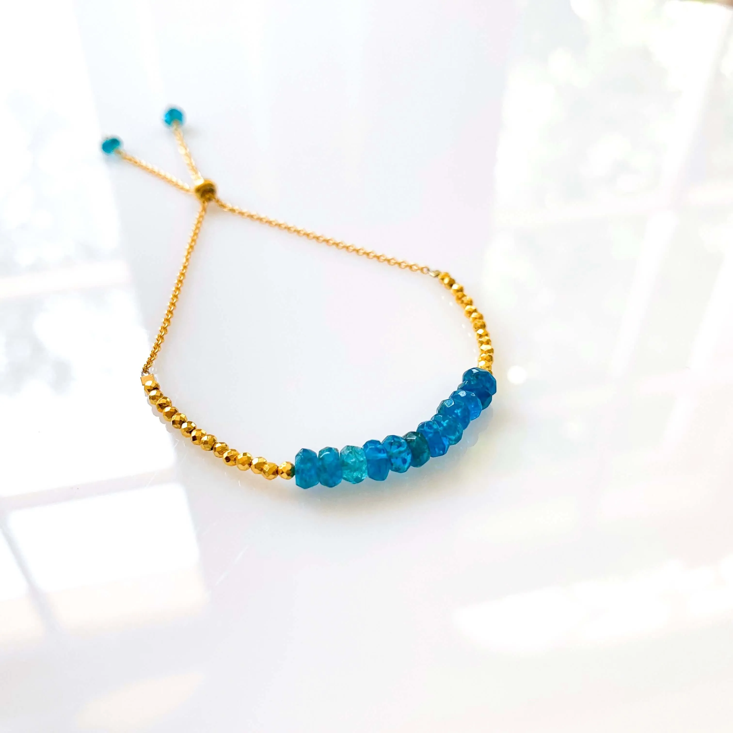 Neon Apatite Adjustable Stacking Bracelet