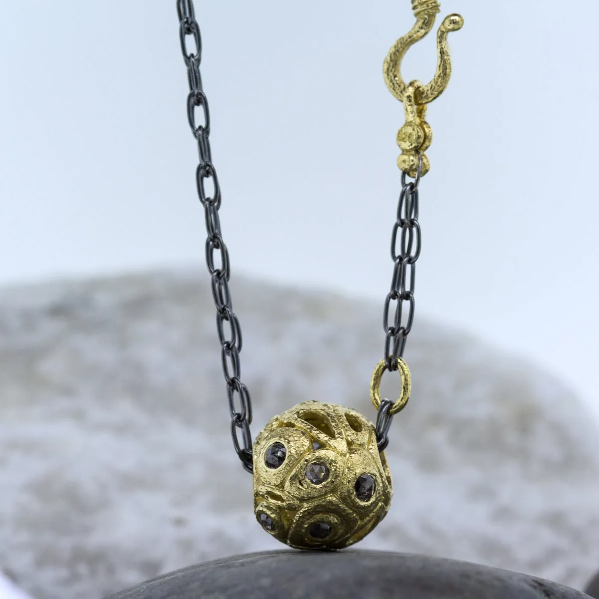 Orb Pendant Necklace with diamonds