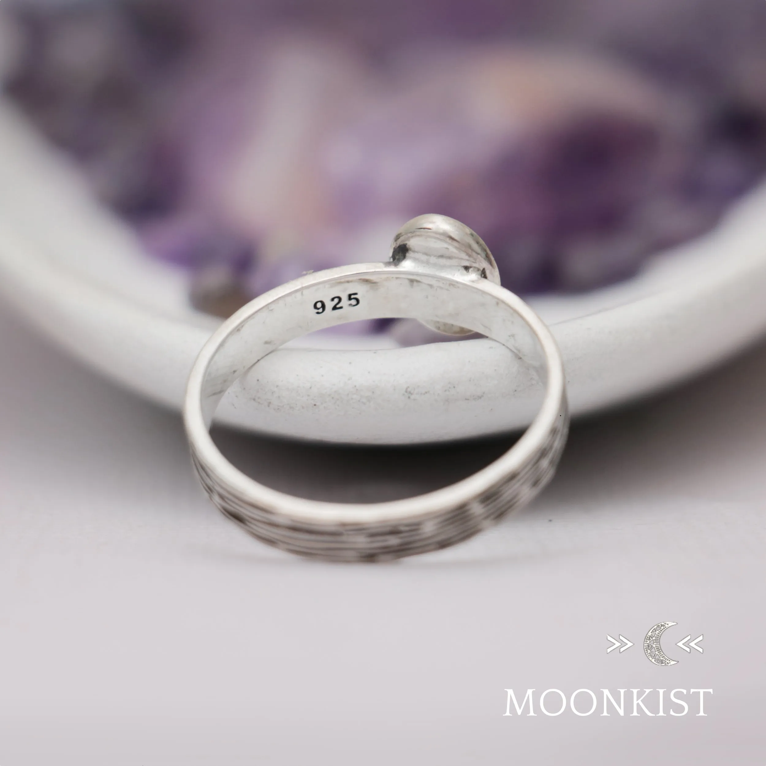 Oval Tree Bark Gemstone Silver Ring  | Moonkist Designs