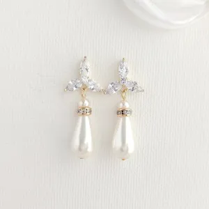 Pearl Earrings For Bridal Party in Gold- Flora