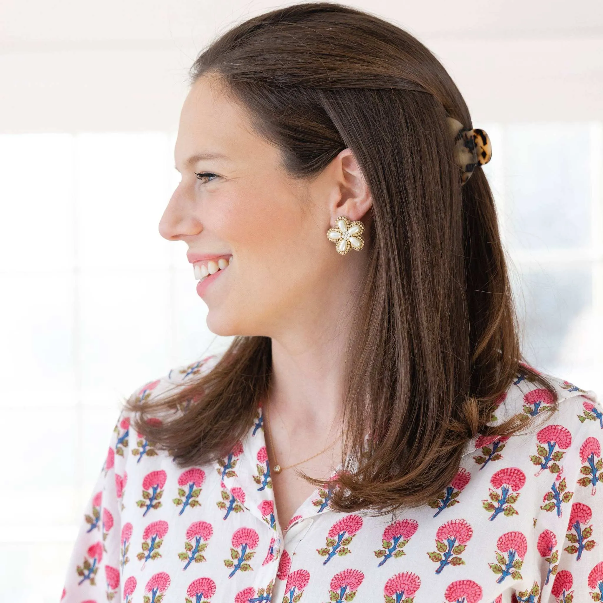 Pearl Flower Studs