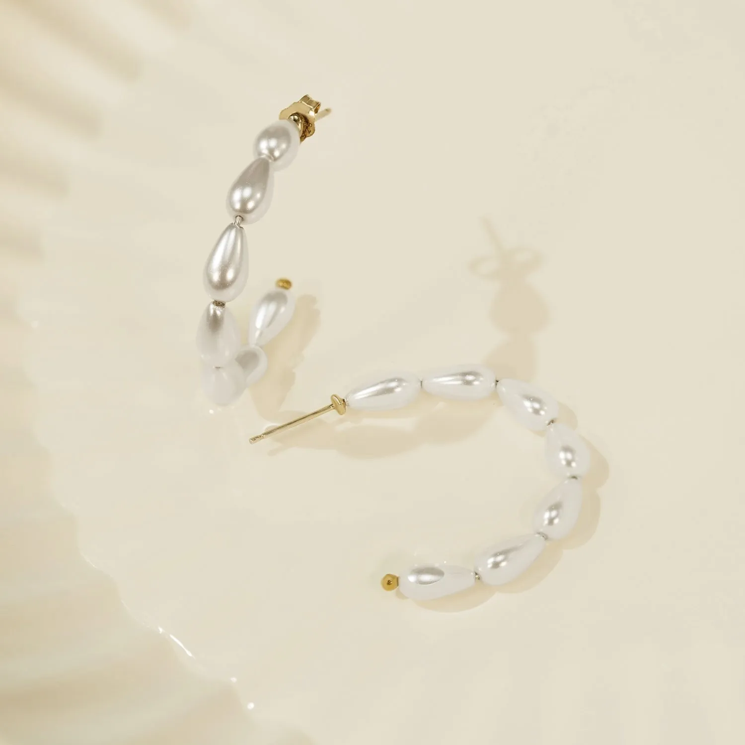 Pearl Open Hoop Earrings