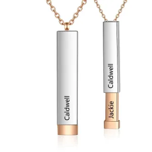 Personalized 2 Names Vertical Bar Necklace