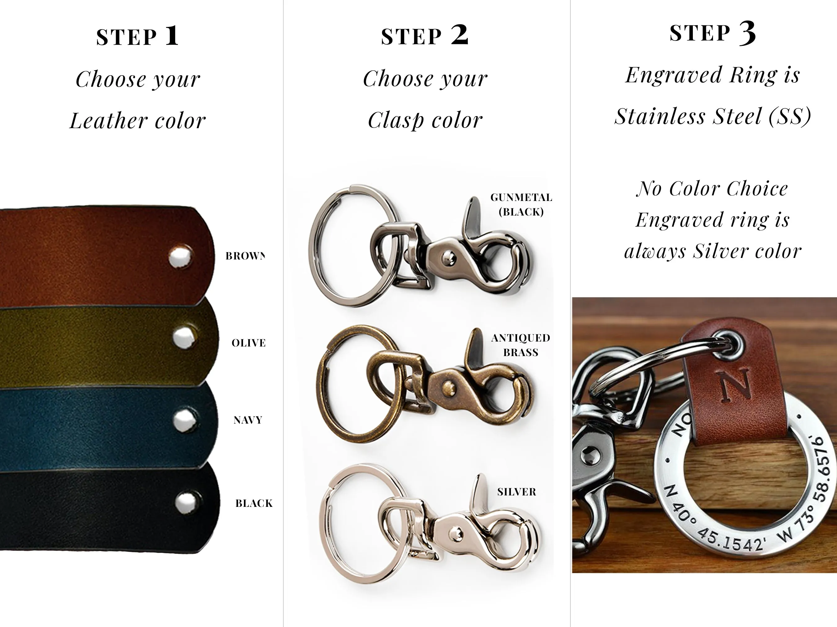 Personalized Couples Leather Key Chain Ring Set