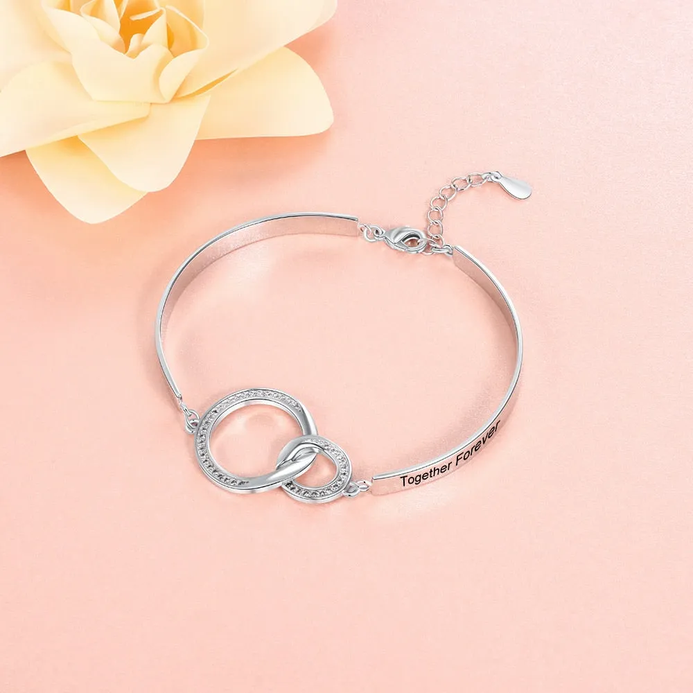 Personalized Engraved Name Circle Knot Bracelet Cust