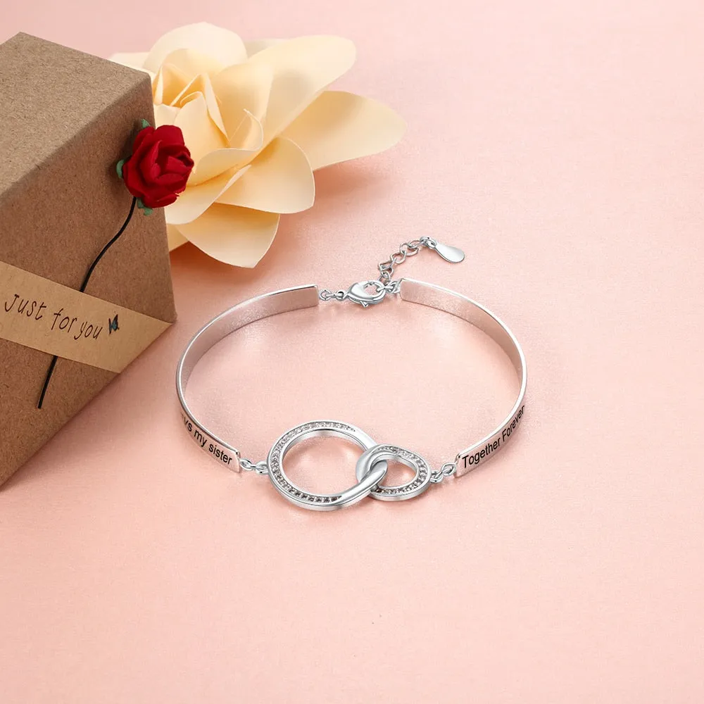 Personalized Engraved Name Circle Knot Bracelet Cust