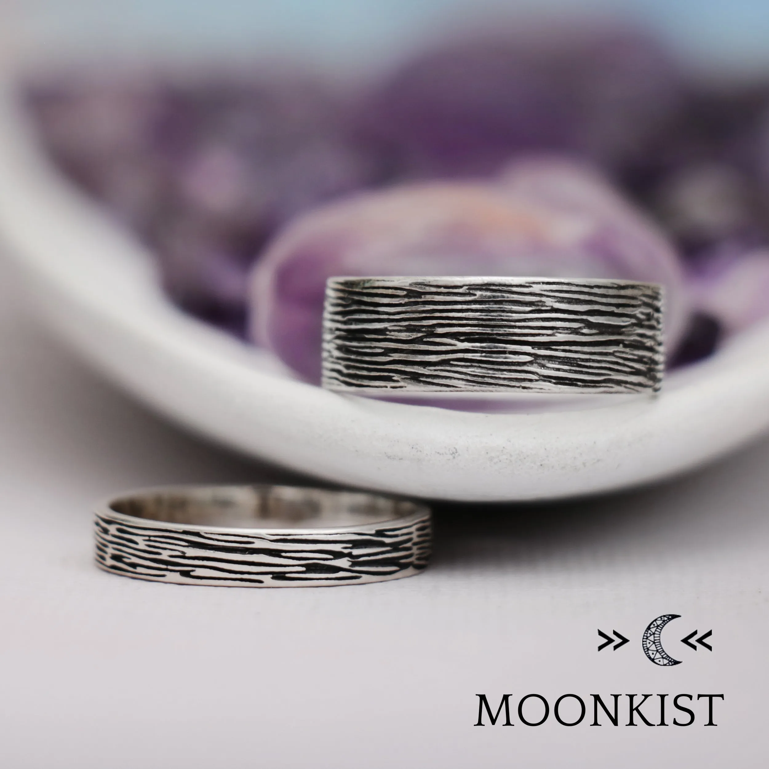 Pine Bark His and Her Wedding Set | Moonkist Designs