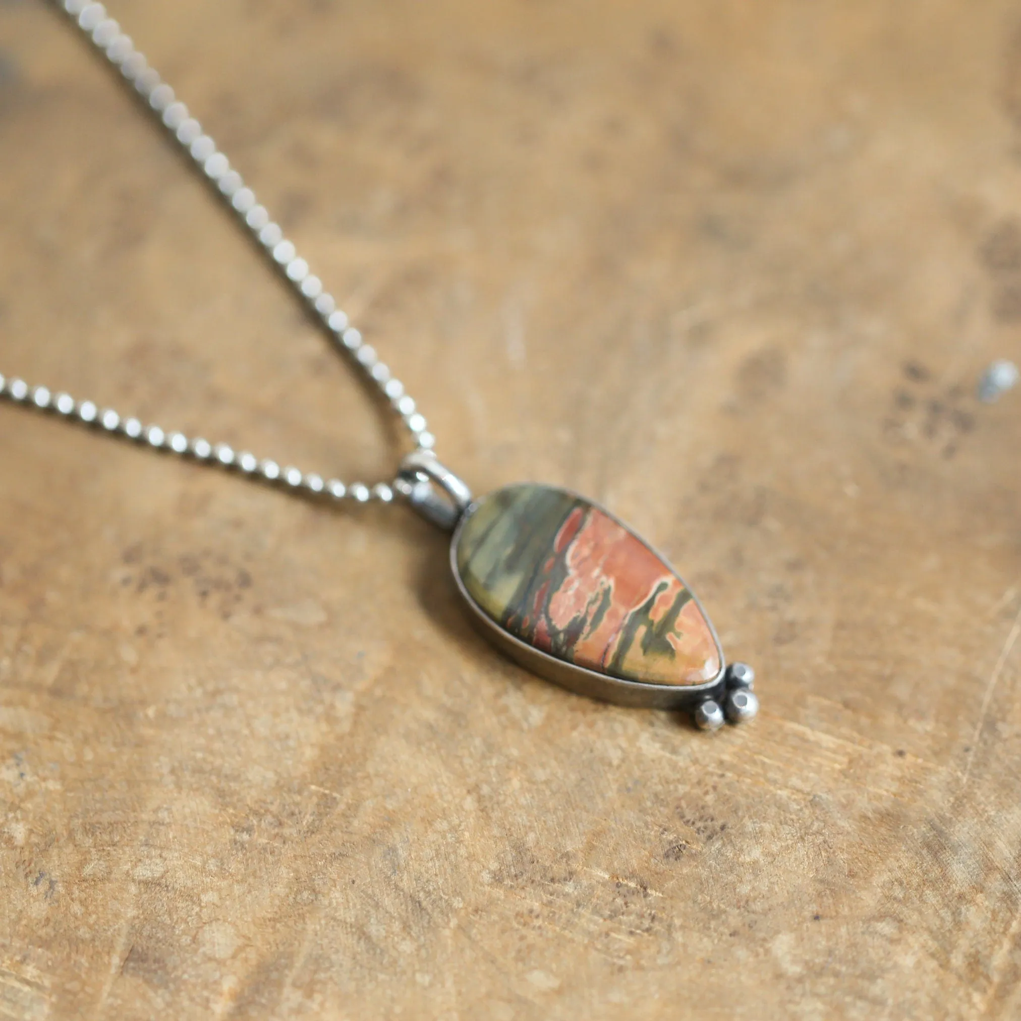 Red Creek Jasper Pendant - Sweetheart Necklace - Red Jasper Necklace - Silversmith