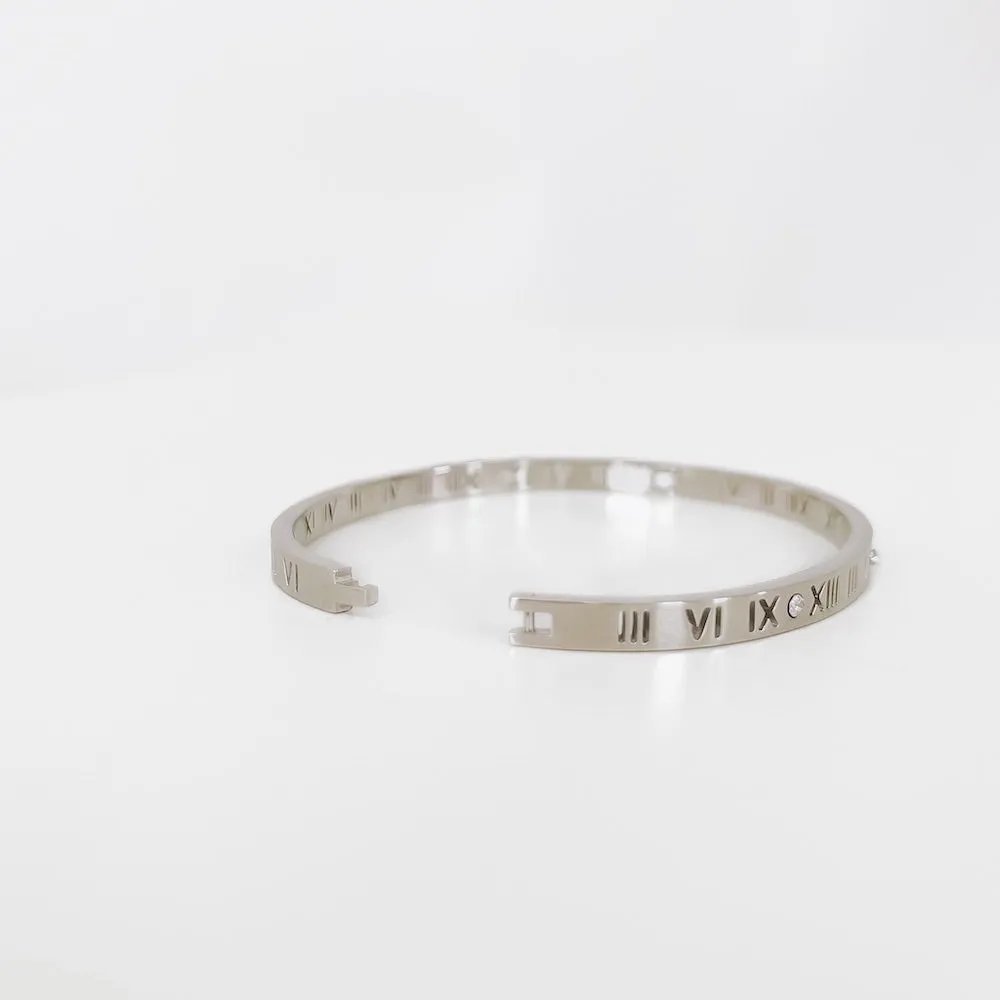 Roman Numeral Buckle Clasp Bangle *WATERPROOF*