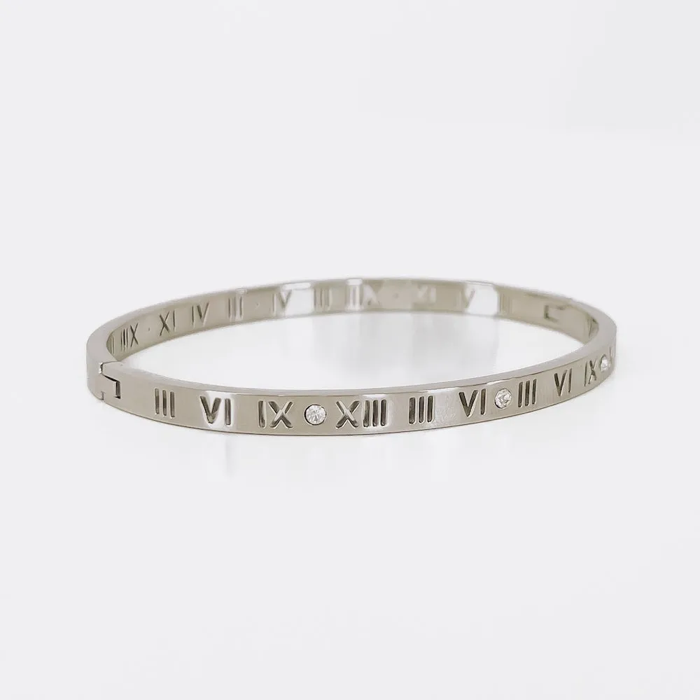 Roman Numeral Buckle Clasp Bangle *WATERPROOF*