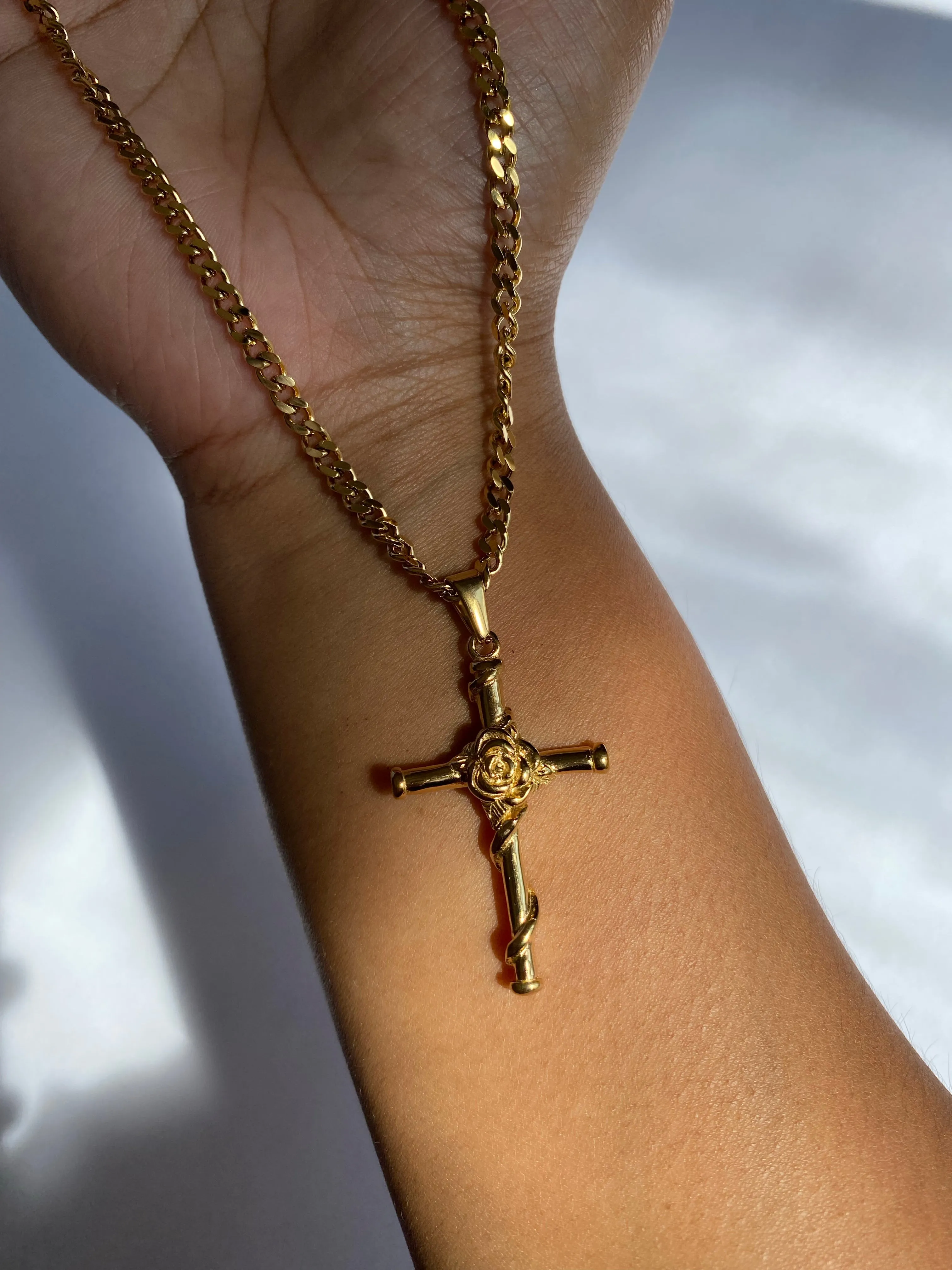 Rose Cross Necklace