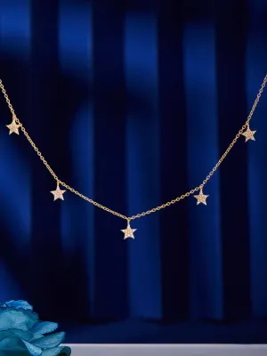 Rubans 925 Silver Shine As A Star Chain Style Necklace.- Gold Plated