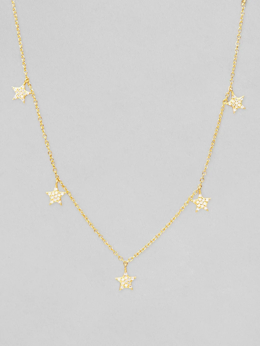 Rubans 925 Silver Shine As A Star Chain Style Necklace.- Gold Plated