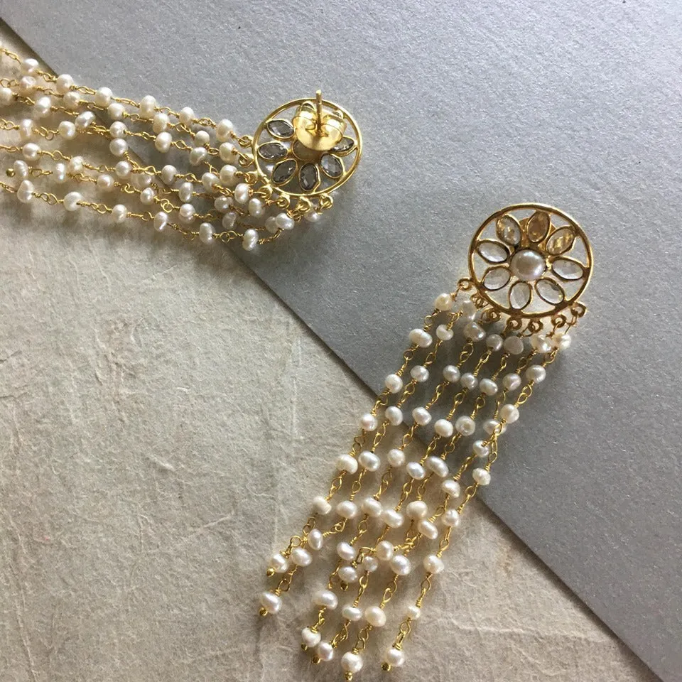 Shiana Pearl Earrings With Yellow Topaz