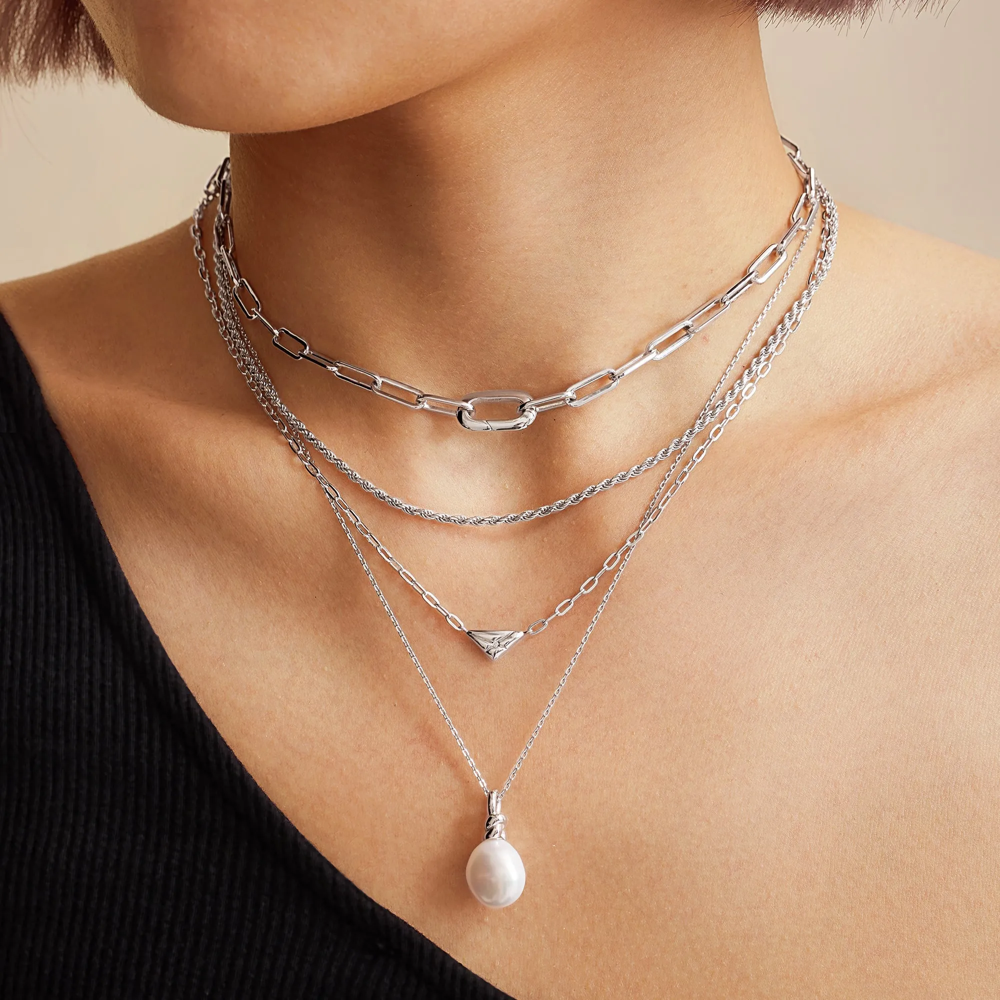 Silver Freshwater Pearl Pendant Necklace