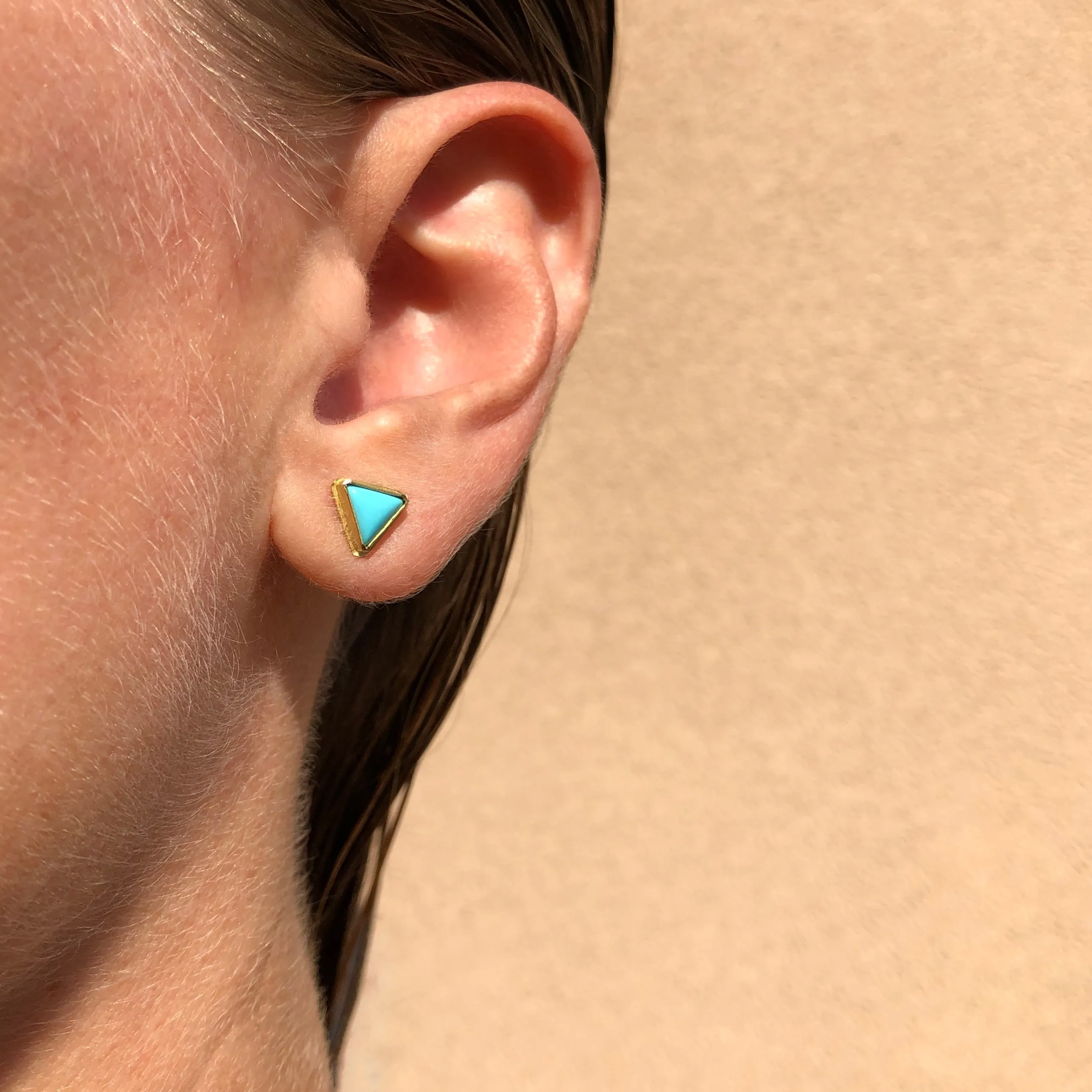 Small Triangular Turquoise Studs in Gold