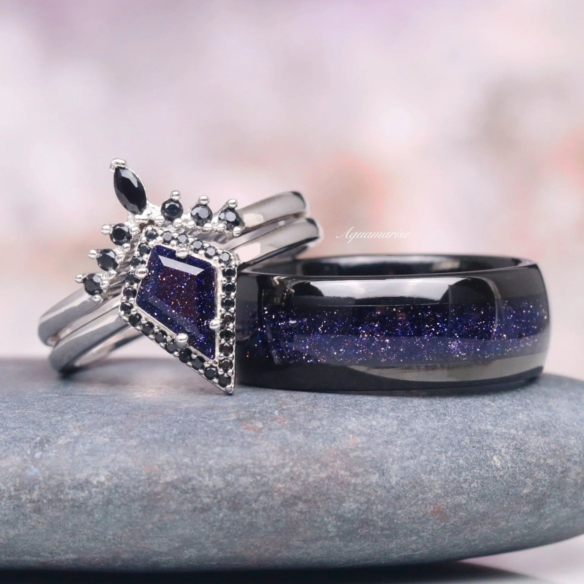 Starry Night Couples Ring