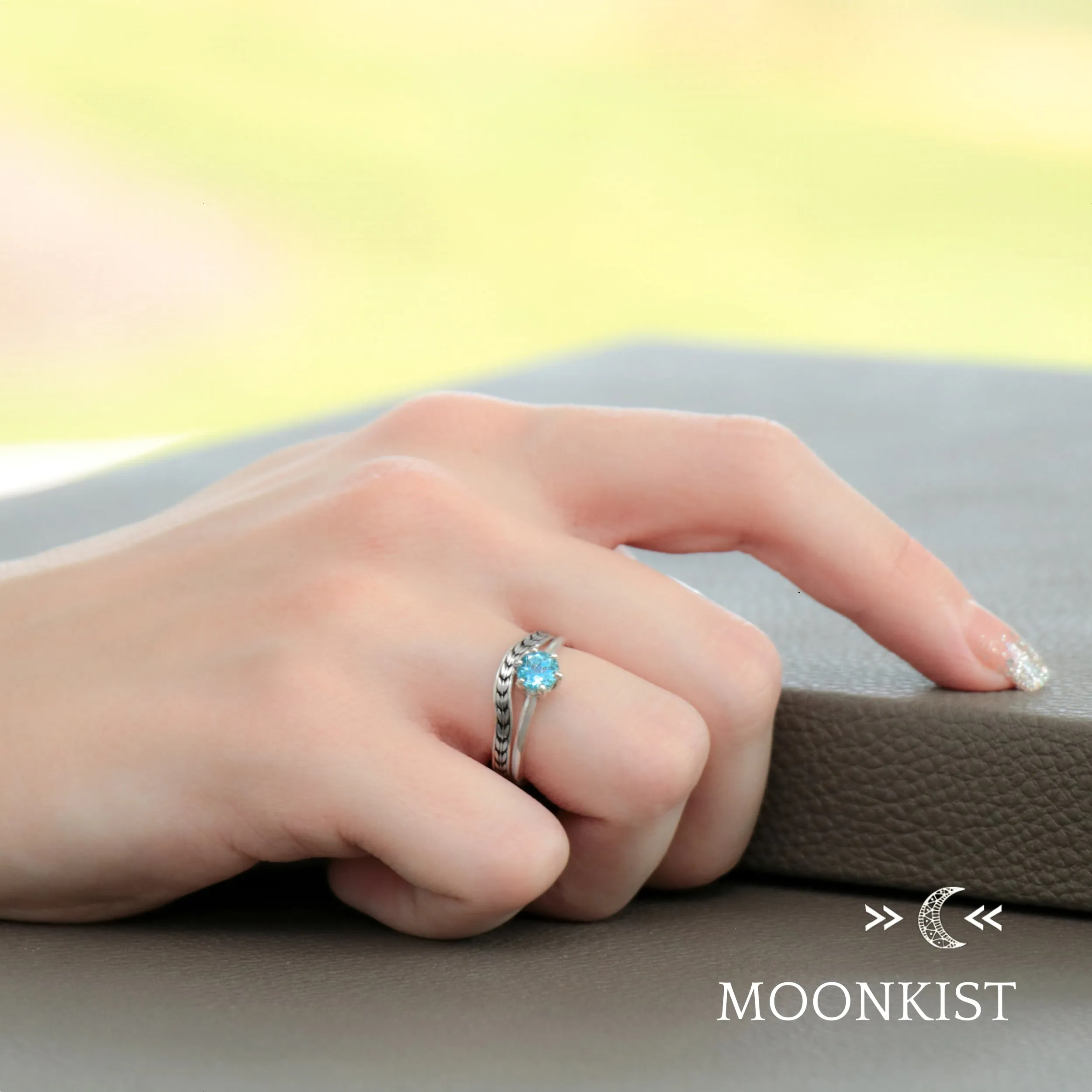 Sterling Silver Arrow Three Ring Wedding Ring Set  | Moonkist Designs