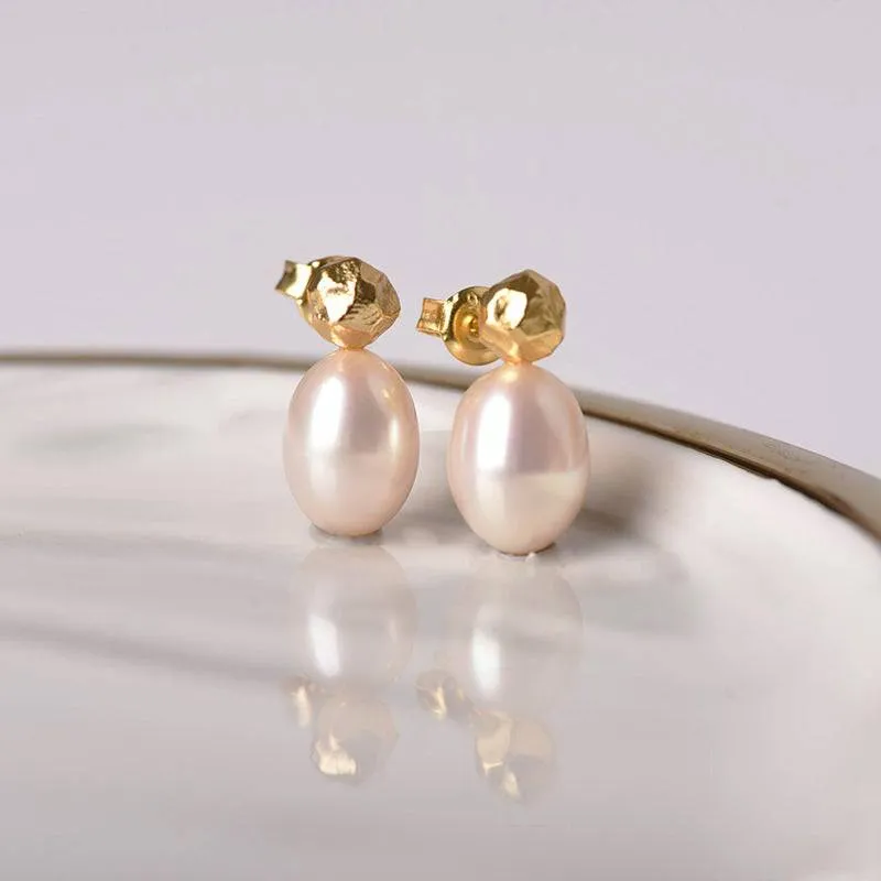 Teardrop Pearl Earrings Sterling Silver