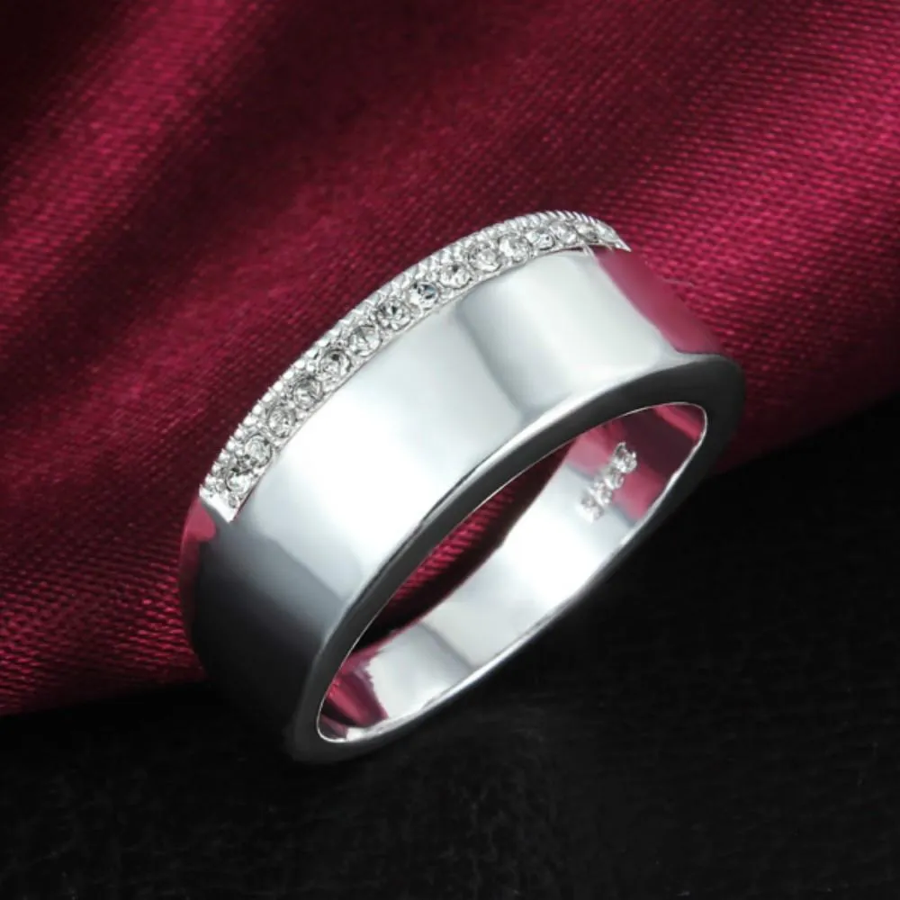 Unisex 925 Sterling Silver Geometric Unique Style Wedding Ring Band