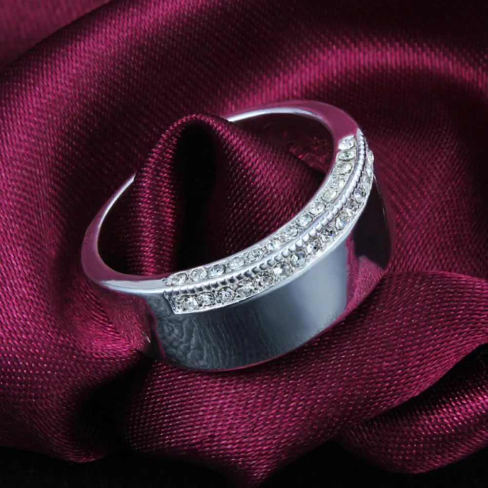 Unisex 925 Sterling Silver Geometric Unique Style Wedding Ring Band