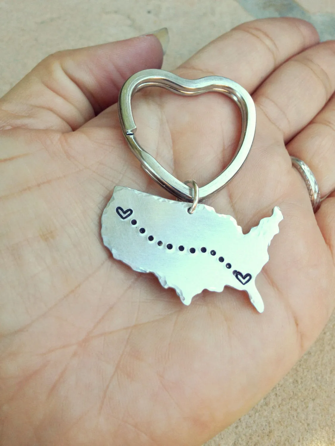 United States Keychain, Personalized Couples Keychains