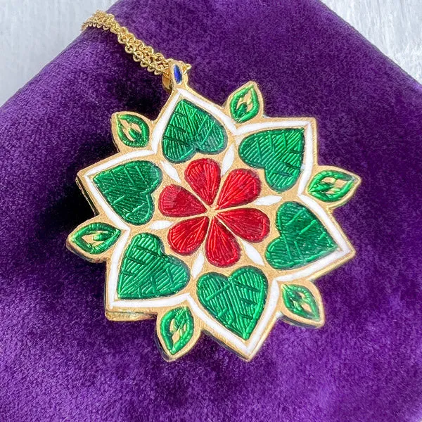 Vintage Indian Ruby, Diamond & Enamel Pendant