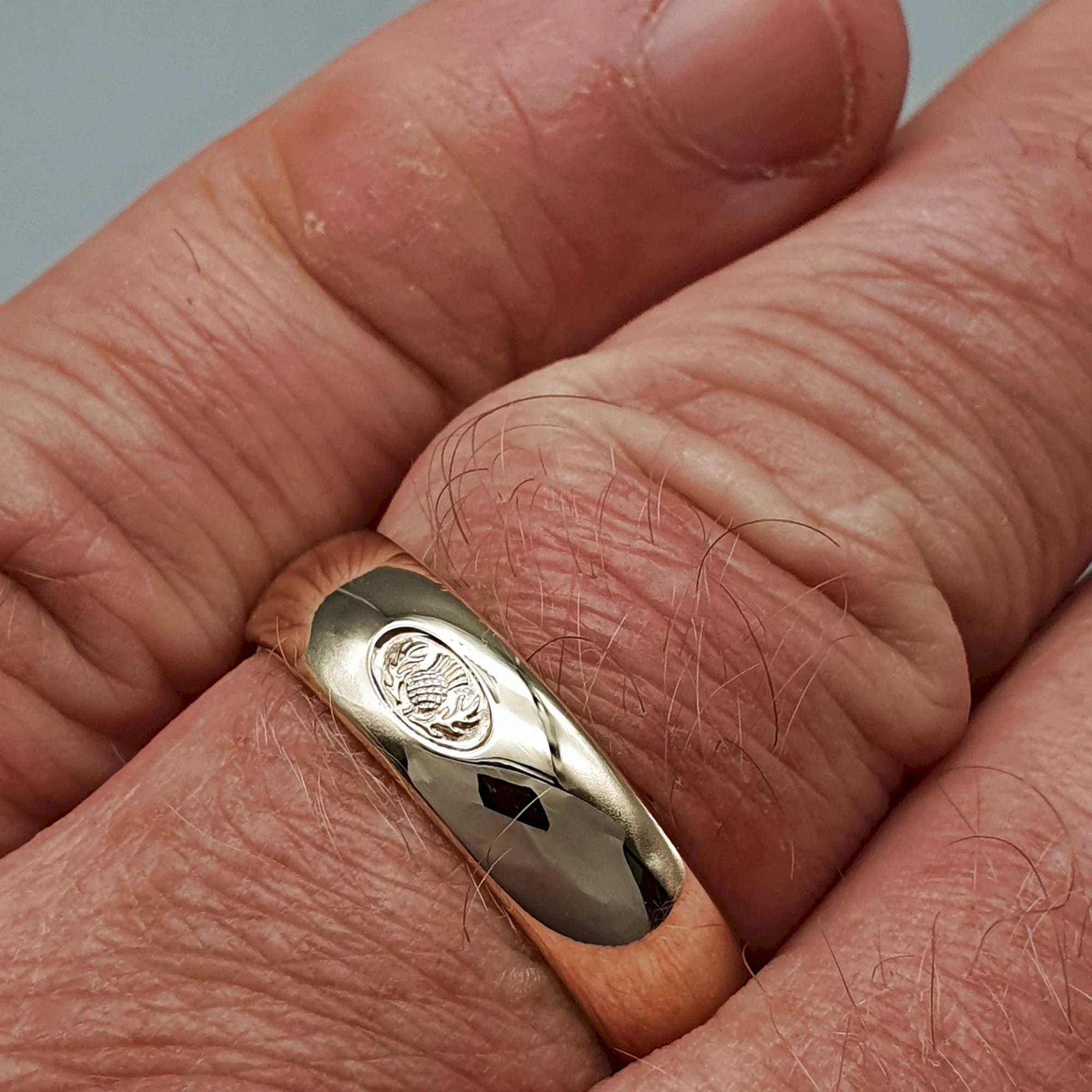 Wedding ring, Scottish yellow gold medium band.