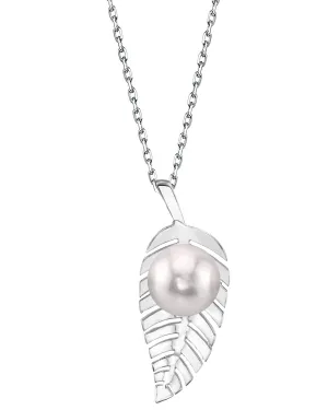 White Japanese Akoya Pearl Bahia Pendant, 14K Gold