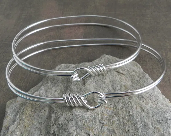 Wire Wrap 2 Row Oval Silver Bracelet