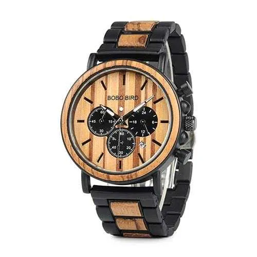 Wooden Men Luxury Stylish Stainless Steel Bobo Quartz Watch