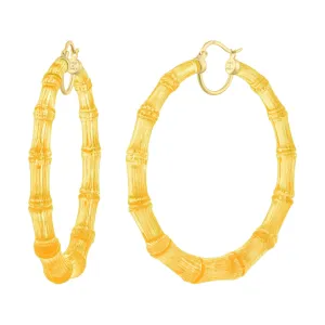 XL Honey Lucite Bamboo Hoop Earrings